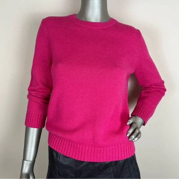 Theory S Cashmere Cotton Crew Neck Pink Cable Knit Sweater Preppy Casual Worn 1x - Picture 1 of 6